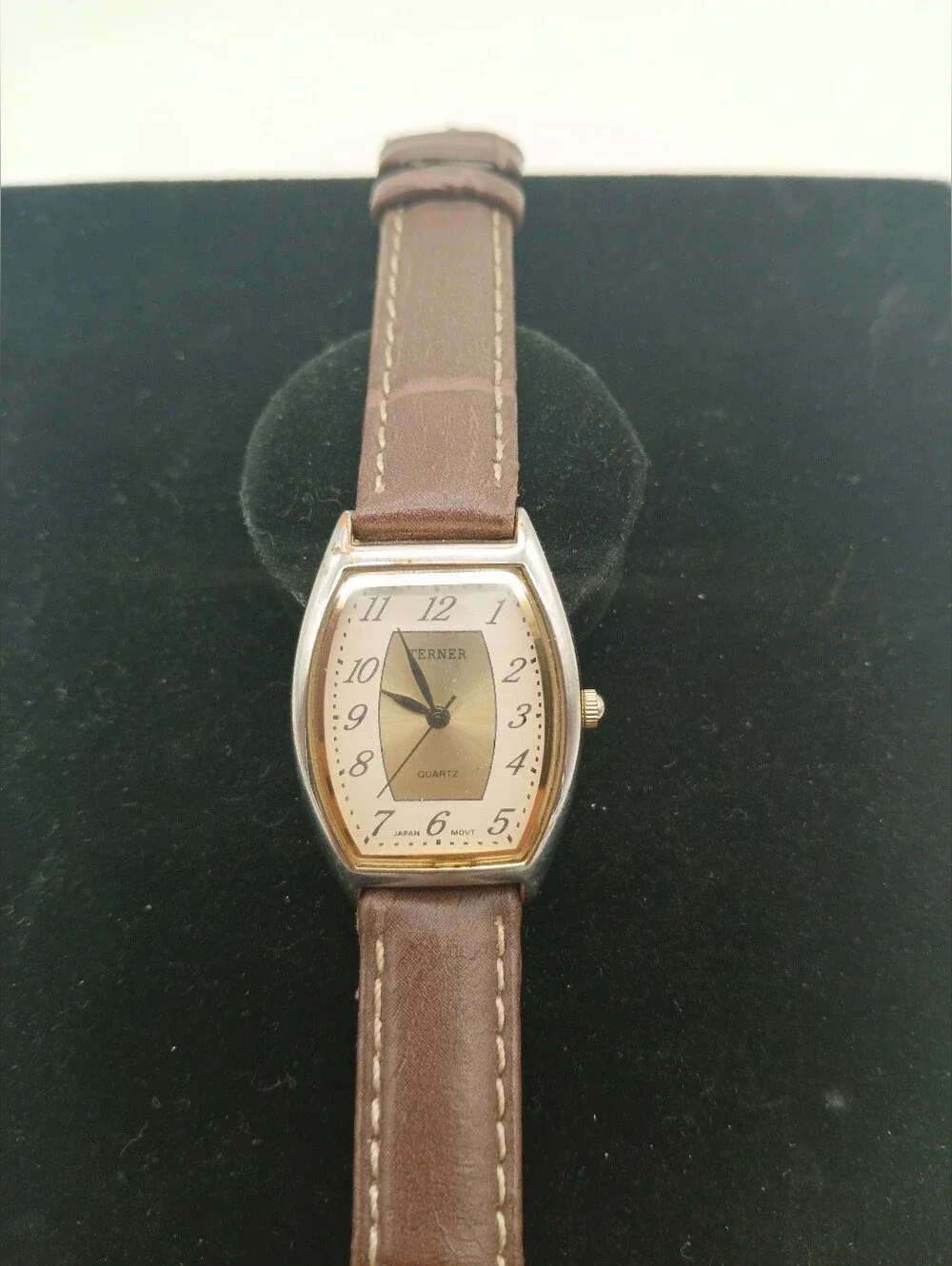 Bijoux Terner Brown Leather Strap Gold-Tone Dial Women's Watch Vintage